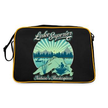 Lac Supérieur pêcheur, pêche rétro Vintage dicton - Sac Retro - noir/or - Dos