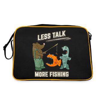 Lustiger Angler, Bär Fischer, Comic Stil Spruch - Retro Tasche - Schwarz/Gold - Hinten