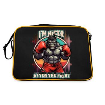 Lustiger Gorilla, Affe als Boxer, Boxing Spruch - Retro Tasche - Schwarz/Gold - Hinten