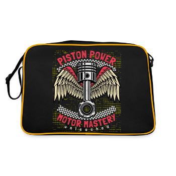 Motorcycle, Biker Saying, Piston, Piston Power - Retro Bag - black/gold - Back