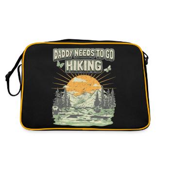 Daddy muss Wandern Spruch Vintage Berge Vater-Papa - Retro Tasche - Schwarz/Gold - Hinten