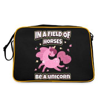 Licorne drôle dictant, Licorne rose Licorne - Sac Retro - noir/or - Dos