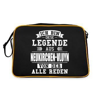 Stadt Neukirchen-Vluyn Deutschland Legende Spruch - Retro Tasche - Schwarz/Gold - Hinten