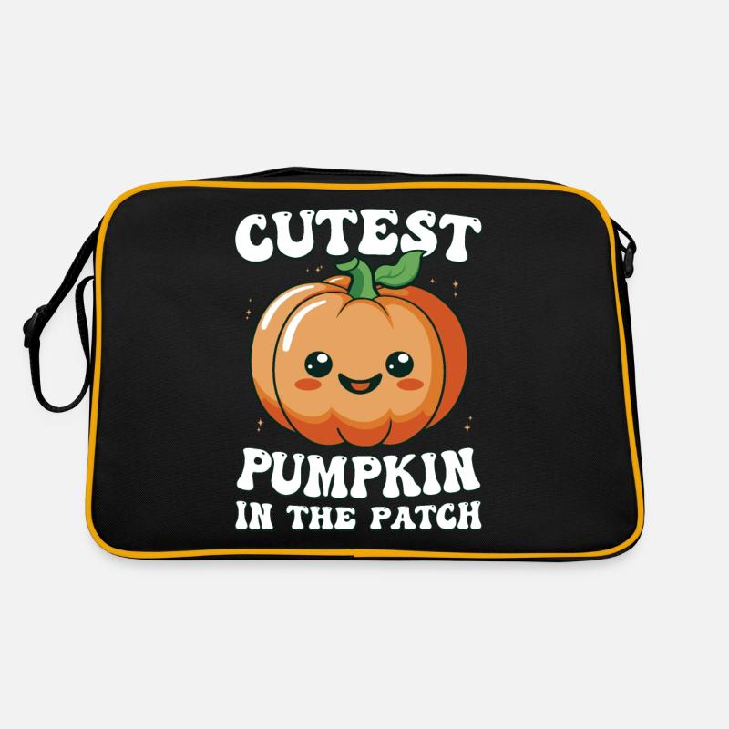 Citrouille la plus mignonne dans le costume d’Halloween Patch - Sac Retro - noir/or