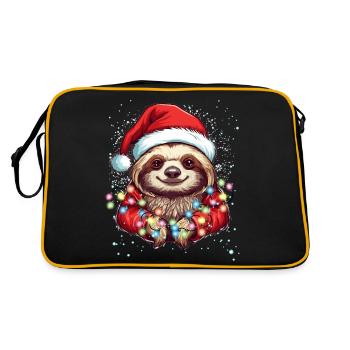 Chill Sloth Christmas Art - Faultier Weihnachtspyjama - Retro Tasche - Schwarz/Gold - Hinten