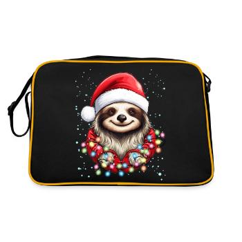 Faules Faultier Weihnachtsdesign für Männer und Frauen - Retro Tasche - Schwarz/Gold - Hinten