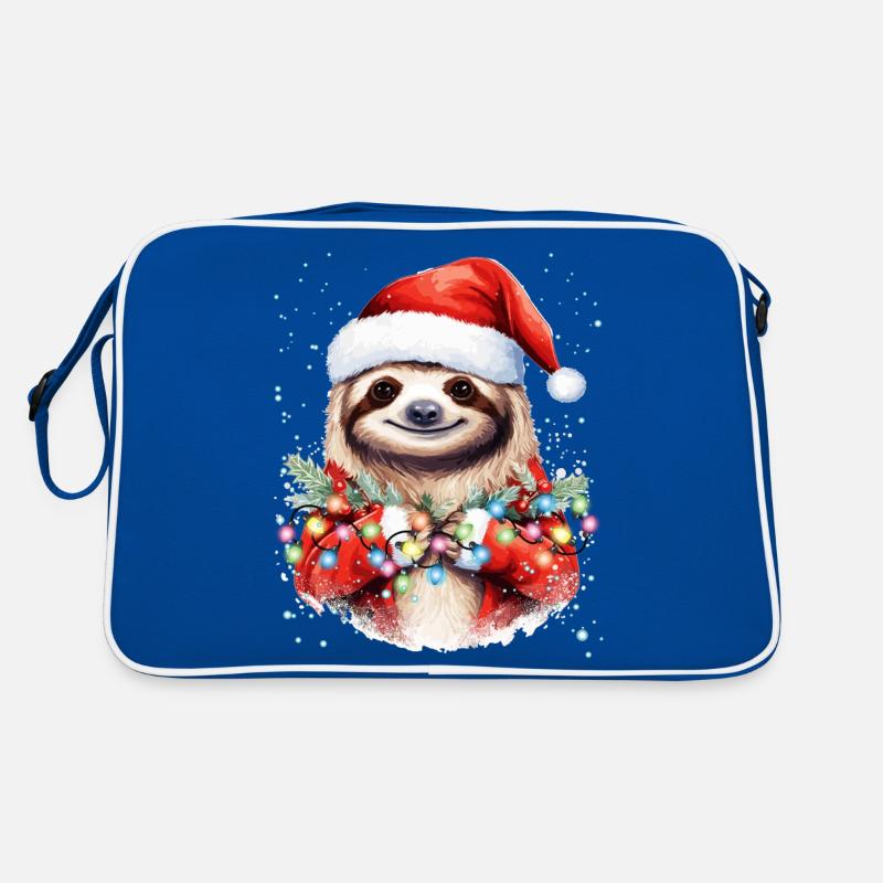 Sloth Christmas Art, Cute and Funny Sloth Retro Bag