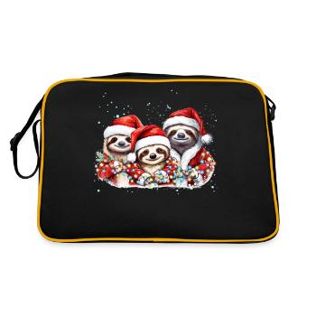 Sloth Family Christmas, Mom, Dad, Baby Sloth Chris - Retro Bag - black/gold - Back