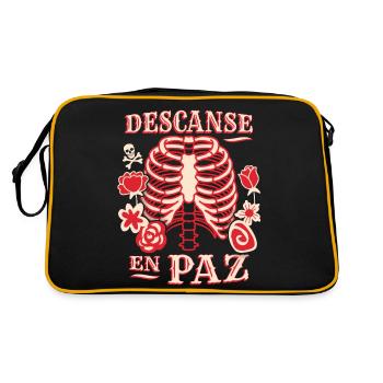 Skeleton, Ribcage, Funny Saying Rest-In-Peace - Retro Bag - black/gold - Back