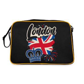 London England, Great Britain Flag and Crown - Retro Bag - black/gold - Back