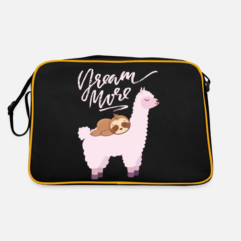 Lama-Llama mit Faultier, Sloth müde, Comic Spruch Retro Tasche
