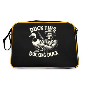 Duck Hunter, Duck This Ducking Duck, Waterfowl - Retro Tasche - Schwarz/Gold - Hinten