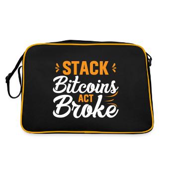 Stack Bitcoins Oder Sei Pleite - Retro Tasche - Schwarz/Gold - Hinten