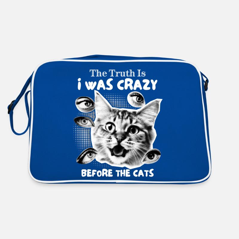 Verrückte Katze, Collage, lustiger Katzen Spruch Retro Tasche