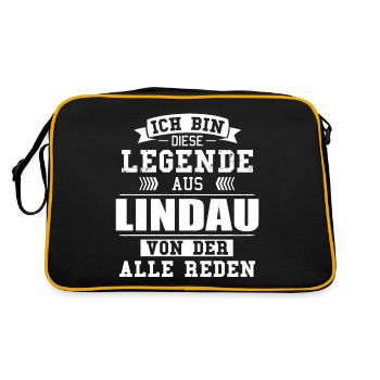 Stadt Lindau Deutschland Legende Spruch - Retro Tasche - Schwarz/Gold - Hinten