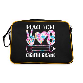 Peace Love Eighth Grade Funny Tie Dye Student - Retro Bag - black/gold - Back