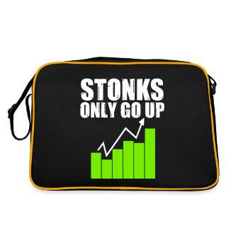 Stonks Only Go Up Parody Stock Market Enthusiasts - Retro Tasche - Schwarz/Gold - Hinten