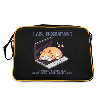 Ich bin Programmierer, fette schlafende Katze - Retro Tasche - Schwarz/Gold - Hinten