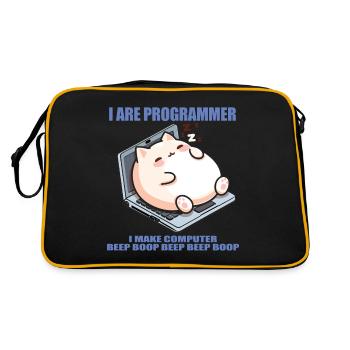 Je suis programmeur, gros chat endormi - Sac Retro - noir/or - Dos