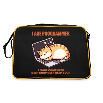 Je suis programmeur, gros chat endormi - Sac Retro - noir/or - Dos