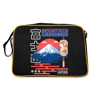 Japanese Mount Fujiyama, Mount Fuji, Retro Japan - Retro Bag - black/gold - Back