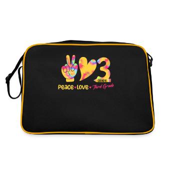 Peace Love Third Grade 3rd Funny Tie Dye Student - Retro Bag - black/gold - Back