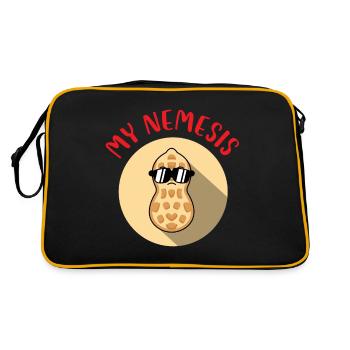 Peanut My Nemesis - Food Allergy Awareness Peanut - Retro Tasche - Schwarz/Gold - Hinten