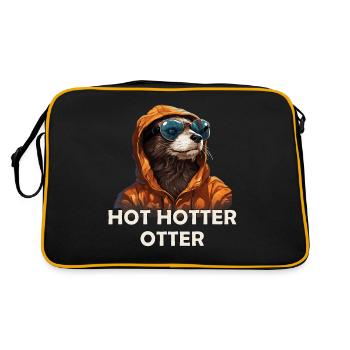 Lustiges Hot Hotter Otter Spruch Damen und Herren - Retro Tasche - Schwarz/Gold - Hinten