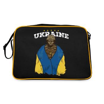 Ukrainisches Tryzub-Symbol - Ukrainischer Dreizack - Retro Tasche - Schwarz/Gold - Hinten