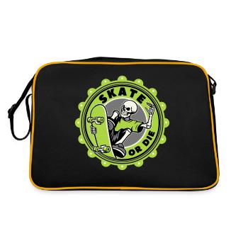 Skull Skater, Funny Saying Skate Or Die - Retro Bag - black/gold - Back