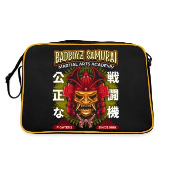 Japanese Martial Arts, Samurai Oni, Mask, Saying - Retro Bag - black/gold - Back