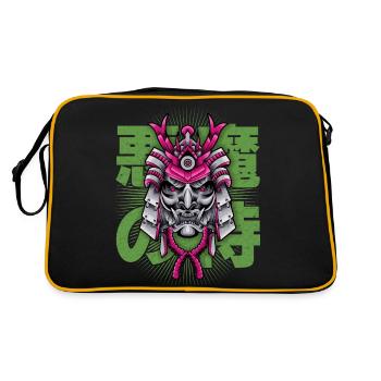 Japanese Demon, Samurai Oni, Mask - Retro Bag - black/gold - Back