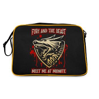 Werewolf and Blood Spatter, Saying, Zombie Monster - Retro Bag - black/gold - Back