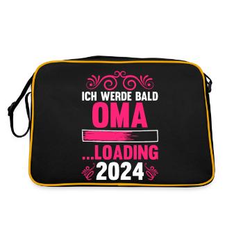 Werdende Oma 2024 - Retro Tasche - Schwarz/Gold - Hinten
