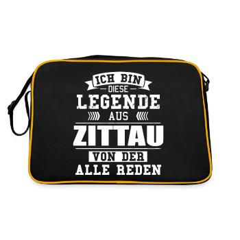 Stadt Zittau Deutschland Legende Spruch - Retro Tasche - Schwarz/Gold - Hinten