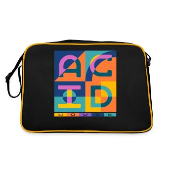 Acid House, Techno, EDM, Festival, DJ, Trip - Sac Retro - noir/or - Dos