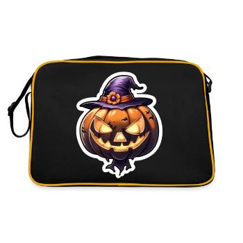 halloween - citrouille chapeau de sorciere - Sac Retro - noir/or - Dos
