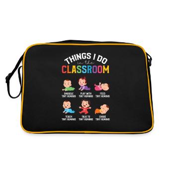 Dinge, die ich im Klassenzimmer tue Kindergärtner - Retro Tasche - Schwarz/Gold - Hinten