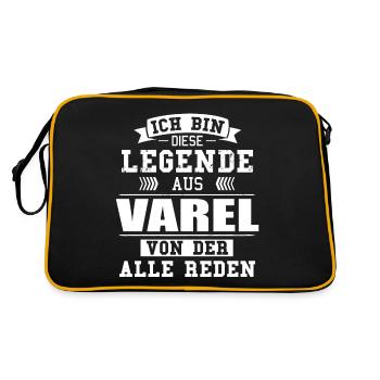 Stadt Varel Deutschland Legende Spruch - Retro Tasche - Schwarz/Gold - Hinten