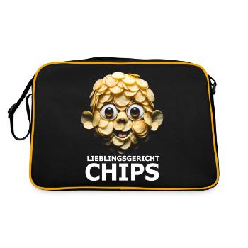 Chips essen - Retro Tasche - Schwarz/Gold - Hinten