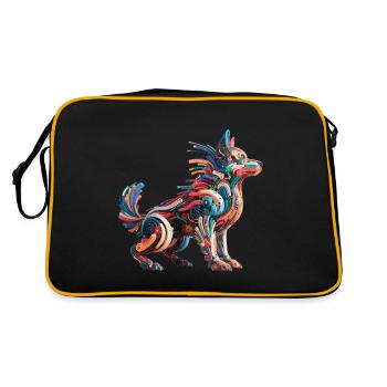 Chien Robot Abstrait Coloré - Sac Retro - noir/or - Dos