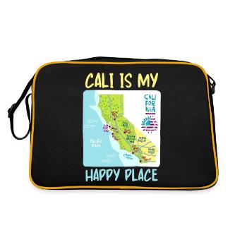 Californie, Californie Amour, Carte, Dicton - Sac Retro - noir/or - Dos