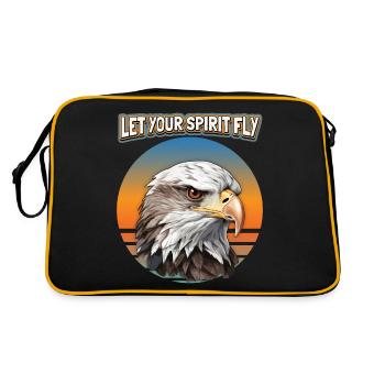 Eagle Motif, Eagle Illustration, Saying - Retro Bag - black/gold - Back