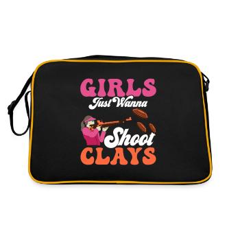 Girls Just Wanna Shoot Clays Skeet Shooting Traps - Retro Tasche - Schwarz/Gold - Hinten