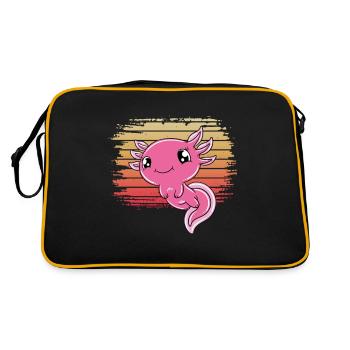 Süßes Axolotl Lustiges Axolotl - Retro Tasche - Schwarz/Gold - Hinten