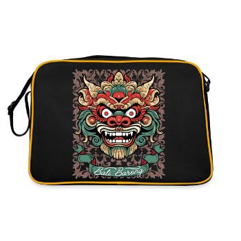 Asia Mask, Indonesian Barong Deity, Bali - Retro Bag - black/gold - Back