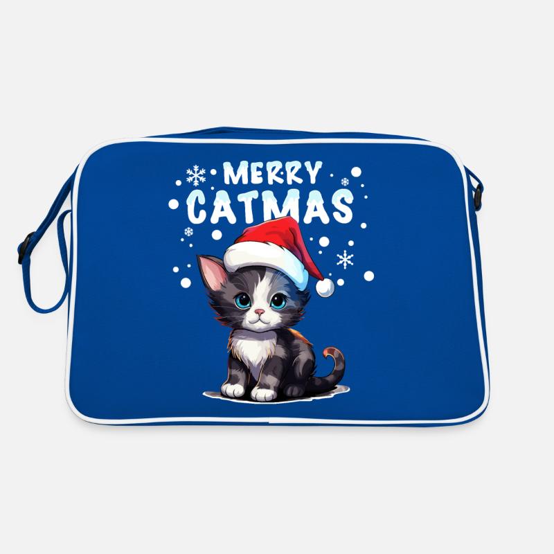 Chat mignon dans la neige célébrant Noël Sac Retro