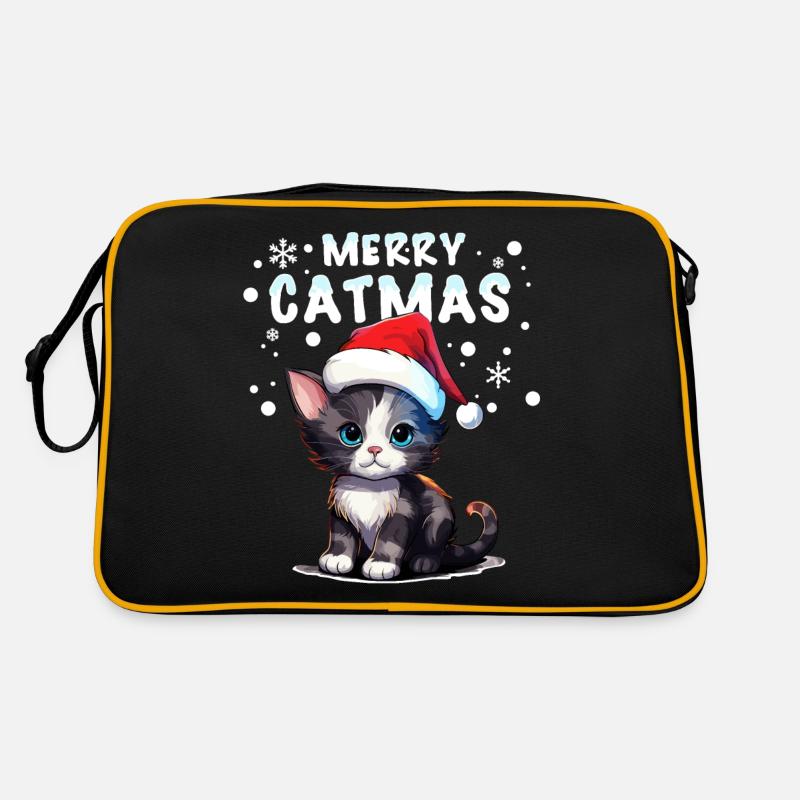 Chat mignon dans la neige célébrant Noël Sac Retro