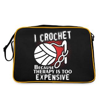 Crocheting Crocheting Cheaper Than Therapy - Retro Bag - black/gold - Back