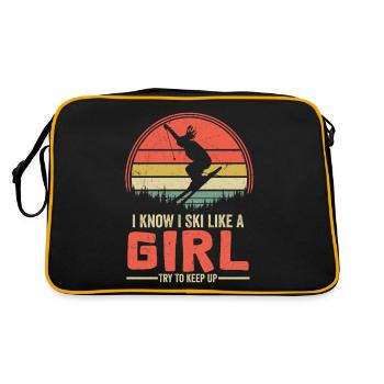 Je sais que je skie comme une fille et que j’essaie de continuer à skier - Sac Retro - noir/or - Dos